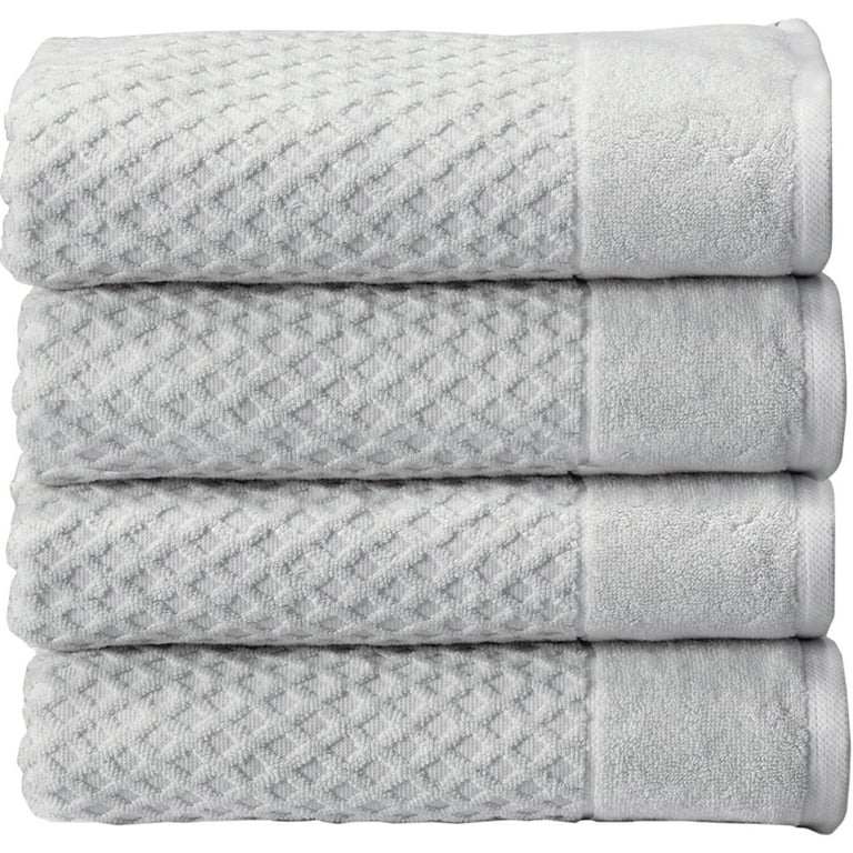 Great Bay Home Cotton Diamond Textured Quick-Dry Towel Set (Bath Towel  (4-Pack), Light Grey) 