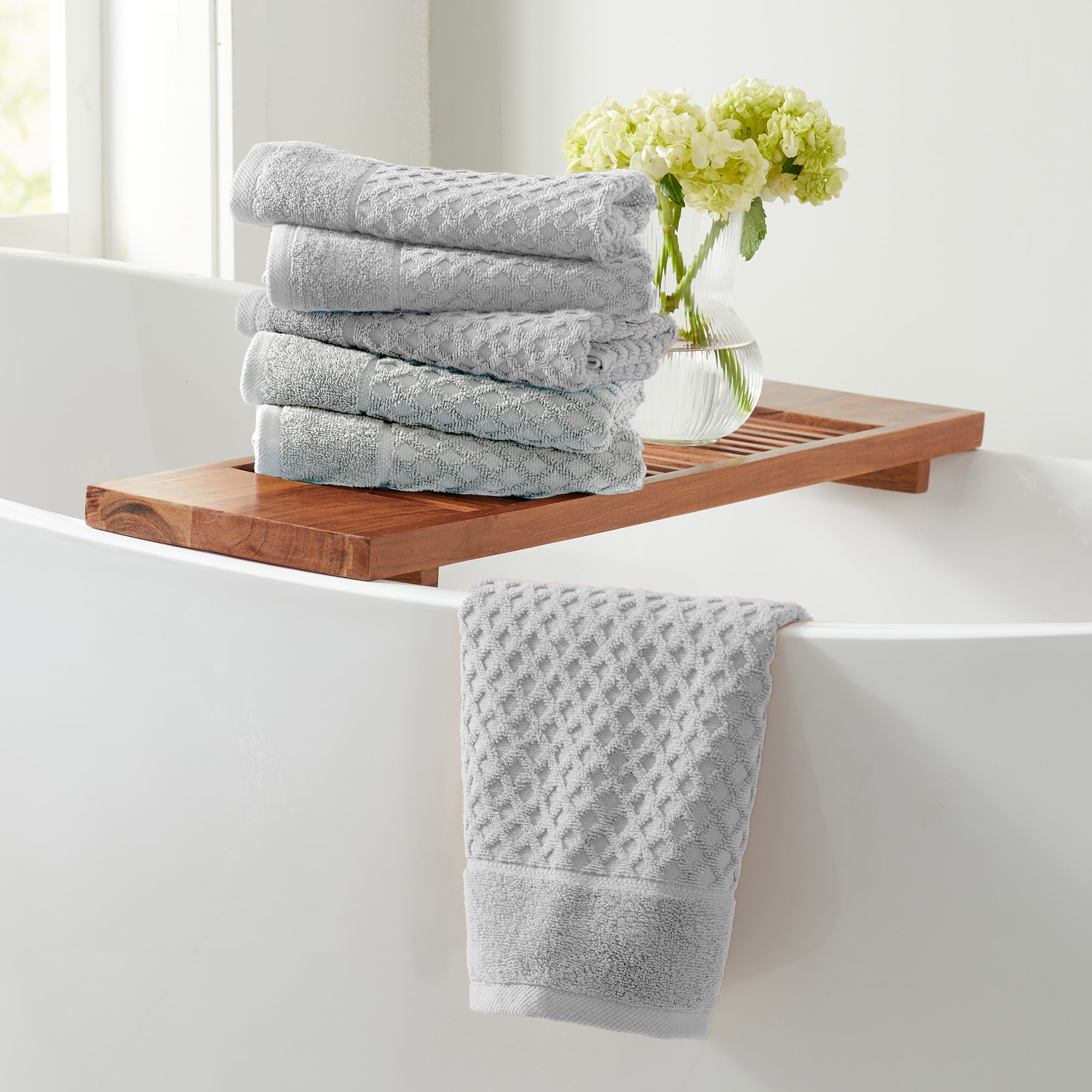 Light Grey Heavyweight Cotton Terry Hand Towel Set (Pack of 6)