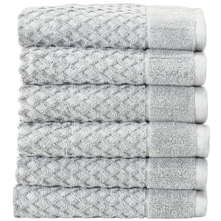 Great Bay Home Cotton Waffle Weave Quick-Dry Towel Set (Hand Towel (4-Pack), Light Grey), Gray
