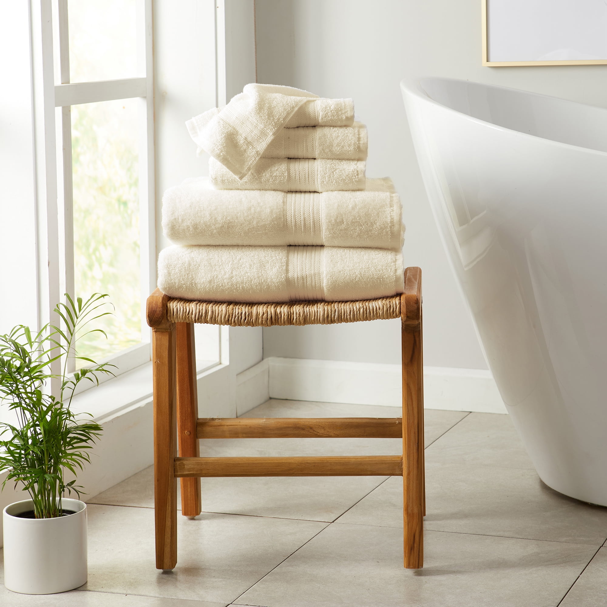 Ivory Midweight Cotton Quick-Dry 6-Piece Towel Set