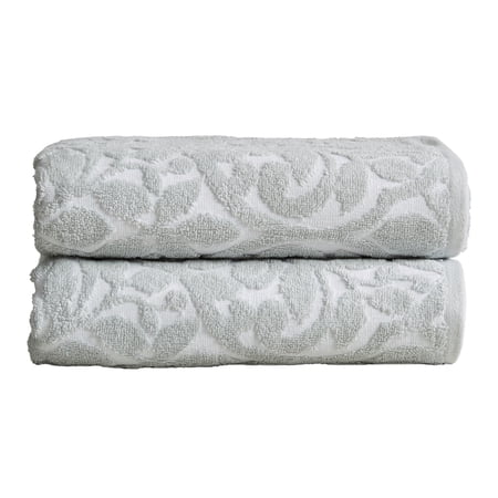 Great Bay Home Cotton Jacquard Quick Dry Towel Set (Bath Towel (2-Pack), White / Grey)