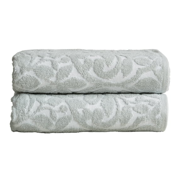 Great Bay Home Cotton Jacquard Quick Dry Towel Set (Bath Towel (2-Pack), White / Grey)