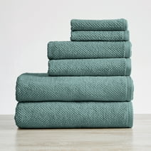 Great Bay Home Cotton Popcorn Textured Quick-Dry Towel Set  (6 Piece Set, Mineral Blue)