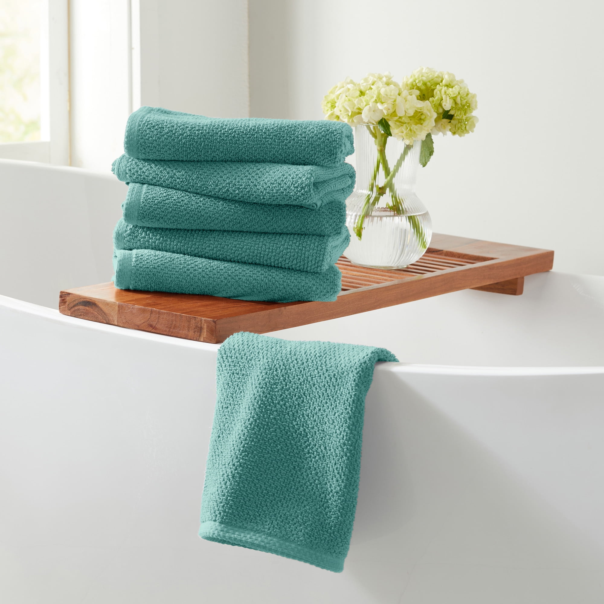 Mineral Blue Cotton Quick Dry Hand Towel Set - Pack of 6