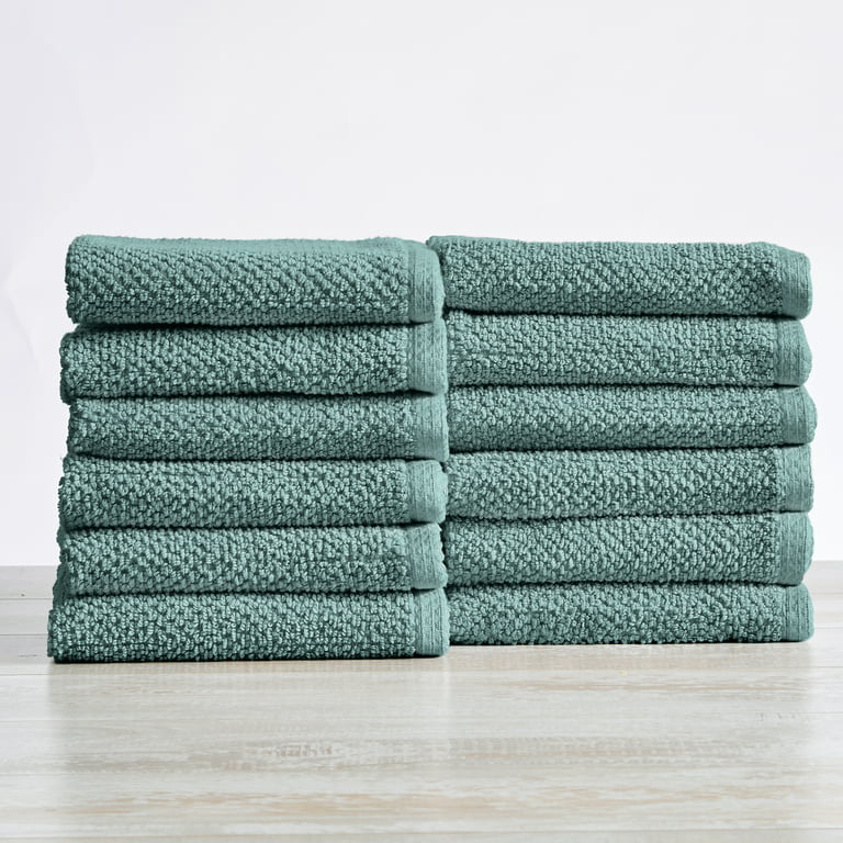 Cotton Washcloths Pack Set of 2 Marine Blue 12 x 12 Pinzon Heavyweight  Luxury