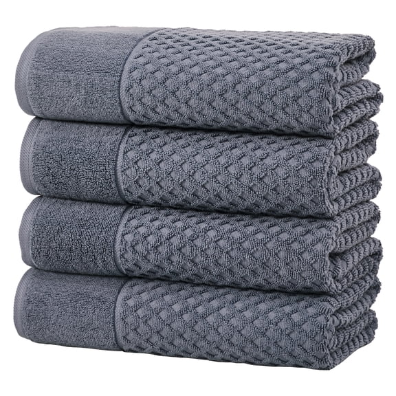 Great Bay Home Quick Dry Diamond Waffle 4 Piece Bath Towel Set, Chambray Blue