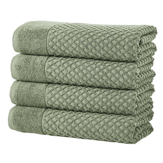 Great Bay Home Quick Dry Diamond Waffle 4 Piece Bath Towel Set, Eucalyptus
