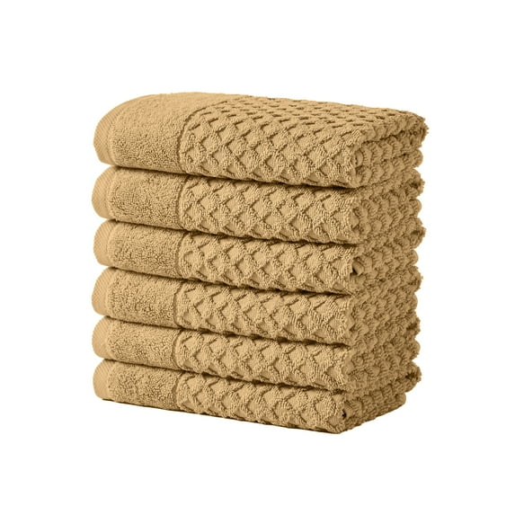 Great Bay Home Quick Dry Diamond Waffle 6 Piece Hand Towel Set, Sand