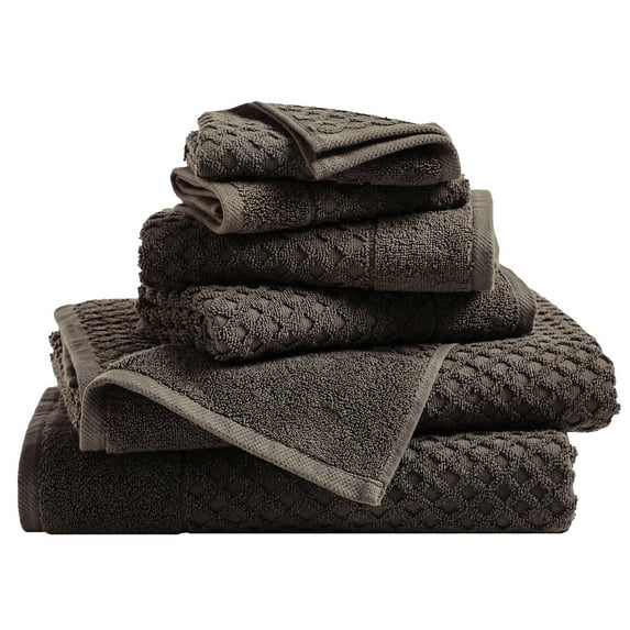 Great Bay Home Quick Dry Diamond Waffle 6 Piece Towel Set, Midnight