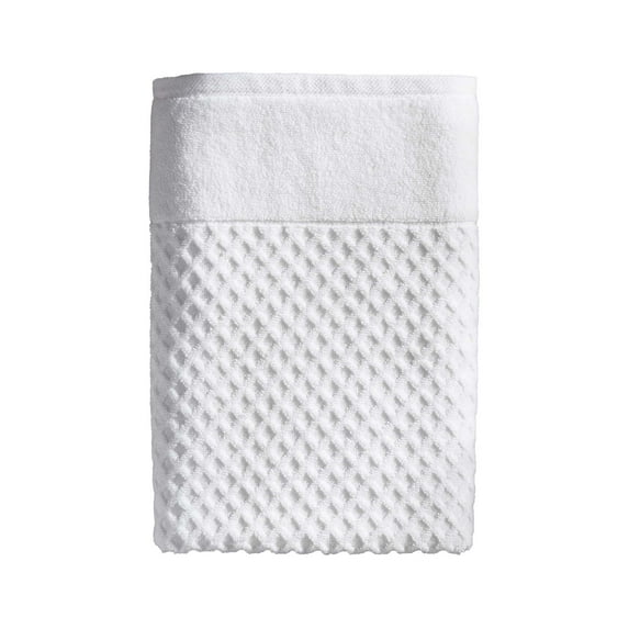Great Bay Home Cotton Quick-Dry Textured Bath Towel, 54" x 27", Optic White