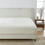 Great Bay Home Fitted Sheet - Ultra Soft Velvet Plush - Twin, Off White