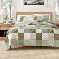 thumbnail image 1 of Lodge Quilt Set - Lightweight, Soft, All-Season - 3-Piece Reversible Rustic Bedding Set (King / California King, Floral Grid - Brown), 1 of 6