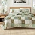 thumbnail image 1 of Great Bay Home Floral Patchwork Quilt Set with Shams (Twin / Twin XL, Floral Grid - Brown), 1 of 6