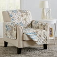 thumbnail image 1 of Great Bay Home Floral Patchwork Reversible Washable Pet Furniture Protector  (24" Chair, Taupe / Blue), 1 of 7