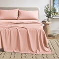 thumbnail image 1 of Cotton Heathered Melange Jersey Knit Bed Sheet Set (Full, Blush Pink), 1 of 7
