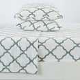 thumbnail image 1 of Great Bay Home Lattice Velvet Plush 4-Piece Sheet Set (Twin, Lattice - White / Blue), 1 of 4