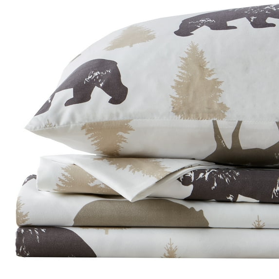Great Bay Home Lodge Printed Microfiber 4-Piece King Sheet Set