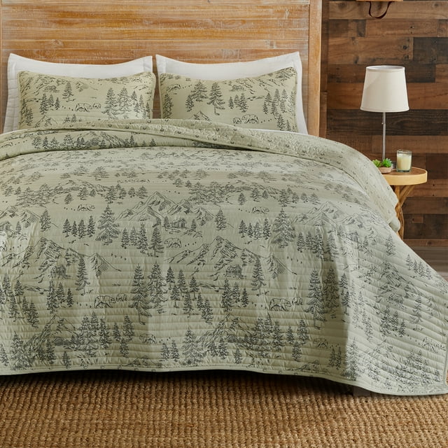 Great Bay Home Lodge Printed Microfiber Reversible Quilt Set with Shams