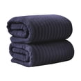 thumbnail image 1 of Great Bay Home Luxury 100% Cotton Ribbed Texture 2-Pack Bath Sheet Set, Navy Blue, 1 of 6