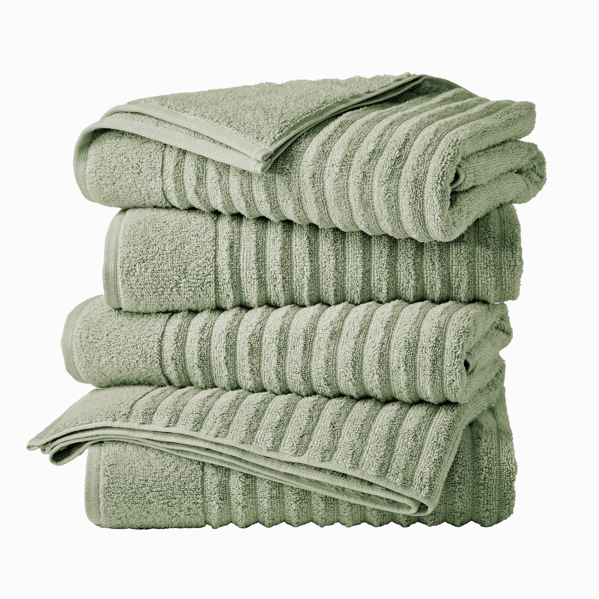 Great Bay Home Luxury 100% Cotton Ribbed Texture 4-Pack Bath Towel Set ...