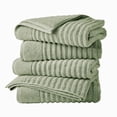 thumbnail image 1 of Great Bay Home Luxury 100% Cotton Ribbed Texture 4-Pack Bath Towel Set, Eucalyptus, 1 of 6