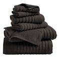 thumbnail image 1 of Great Bay Home Luxury 100% Cotton Ribbed Texture 6-Piece Towel Set, Midnight Grey, 1 of 6