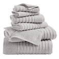 thumbnail image 1 of Great Bay Home 100% Cotton Ribbed Texture 6-Piece Towel Set, Soft Grey, 1 of 6