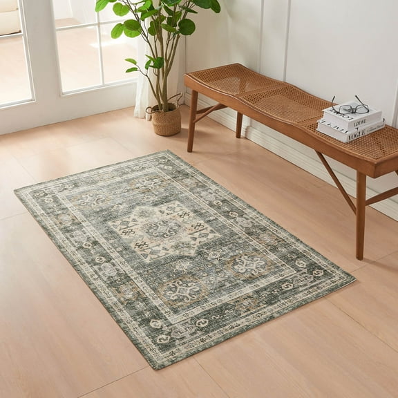 Great Bay Home Vintage Distressed Machine Washable 3' x 5' Area Rug for Living Room
