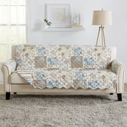 Reversible Quilted Furniture Protector, Machine Washable Slipcover, Sofa, Taupe / Blue