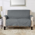 thumbnail image 1 of Reversible Quilted Furniture Protector, Machine Washable Slipcover, Loveseat, Mirage Gray / Flax, 1 of 6