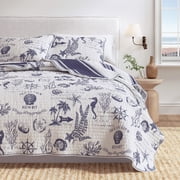 Nautical Cotton Quilt Set - Lightweight, Soft, All-Season - 3-Piece Reversible Bedding Set King / California King, Seacoast Memories