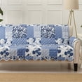 thumbnail image 1 of Reversible Patchwork Furniture Protector, Machine Washable Slipcover, Sofa, Navy, 1 of 6