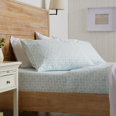 Great Bay Home Pattern Microfiber Wrinkle Resistant Sheet Set  (Full, Blue - Dots)