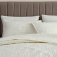 thumbnail image 1 of Great Bay Home Pinsonic Medallion Reversible Quilt Set With Shams  (Full / Queen, Cream), 1 of 4