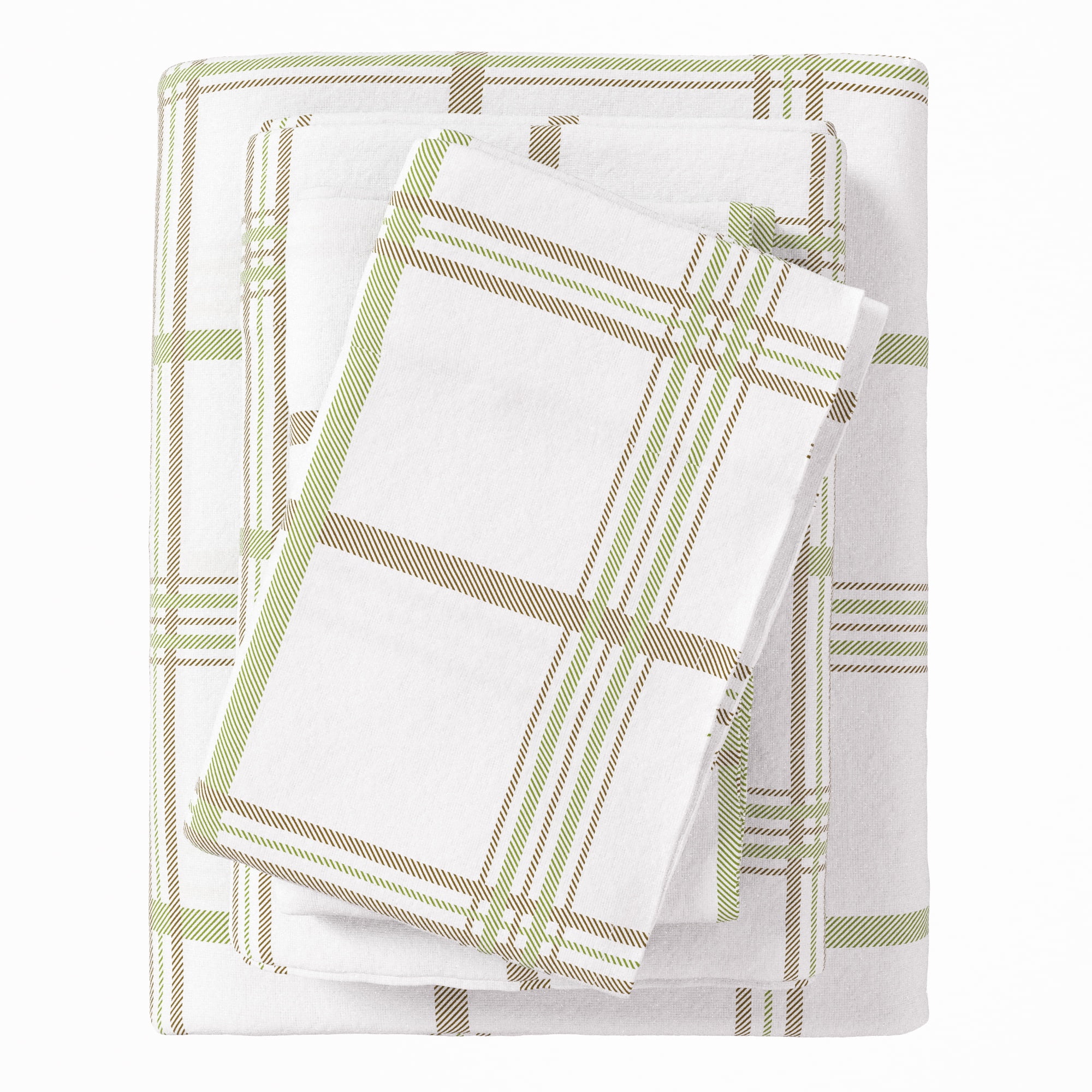 Queen 100-Percent Cotton Velvet Flannel Sheet Set in Thyme Green