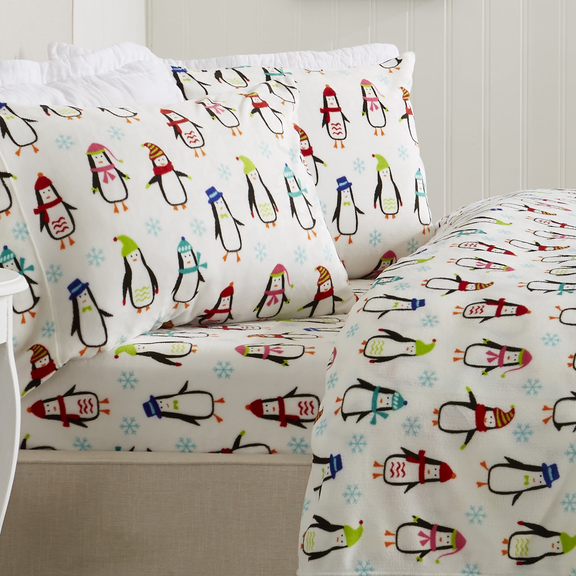 Great Bay Home Printed Velvet Plush Warm and Cozy Fleece Sheet Set