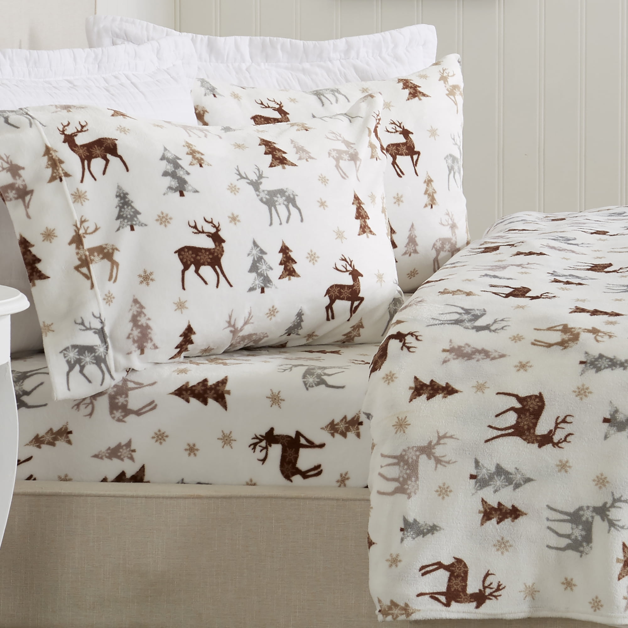 Great Bay Home Printed Velvet Plush Warm and Cozy Fleece Sheet Set