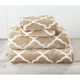 thumbnail image 1 of Great Bay Home Printed Velvet Plush Warm and Cozy Fleece Sheet Set  (Twin, Lattice - Beige / White), 1 of 7