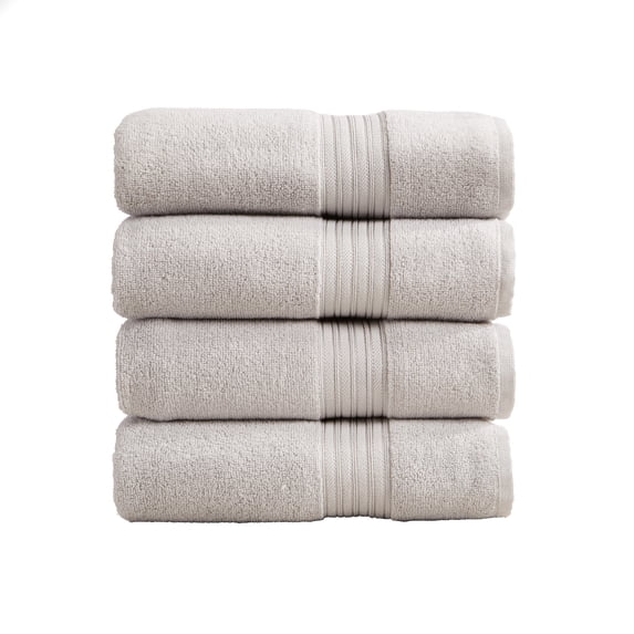 Great Bay Home Quick-Dry 100% Cotton 4 Pack Bath Towel Set, Light Grey.