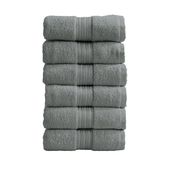 Great Bay Home Quick-Dry 100% Cotton 6 Pack Hand Towel Set, Steel Blue.