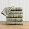 thumbnail image 1 of Great Bay Home Quick Dry Cotton Checkered Textured 6-Pack Hand Towel Set, Eucalyptus, 1 of 7