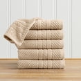 thumbnail image 1 of Great Bay Home Quick Dry Cotton Checkered Textured 6-Pack Hand Towel Set, Sandstone, 1 of 7