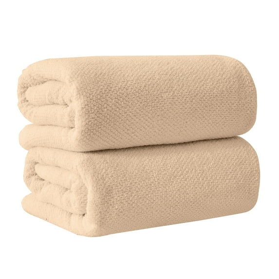 Great Bay Home Quick Dry Loop Textured 2-Pack Extra Large Bath Sheet Set, 35” x 68”, Taupe