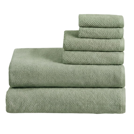Great Bay Home Quick Dry Loop Textured 6-Piece Bath Sheet Set, Eucalyptus