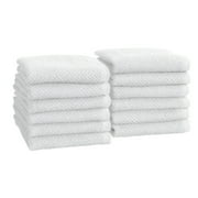 Great Bay Home Quick Dry Loop Textured 12-Pack Washcloth Set, 13 x 13, Optic White
