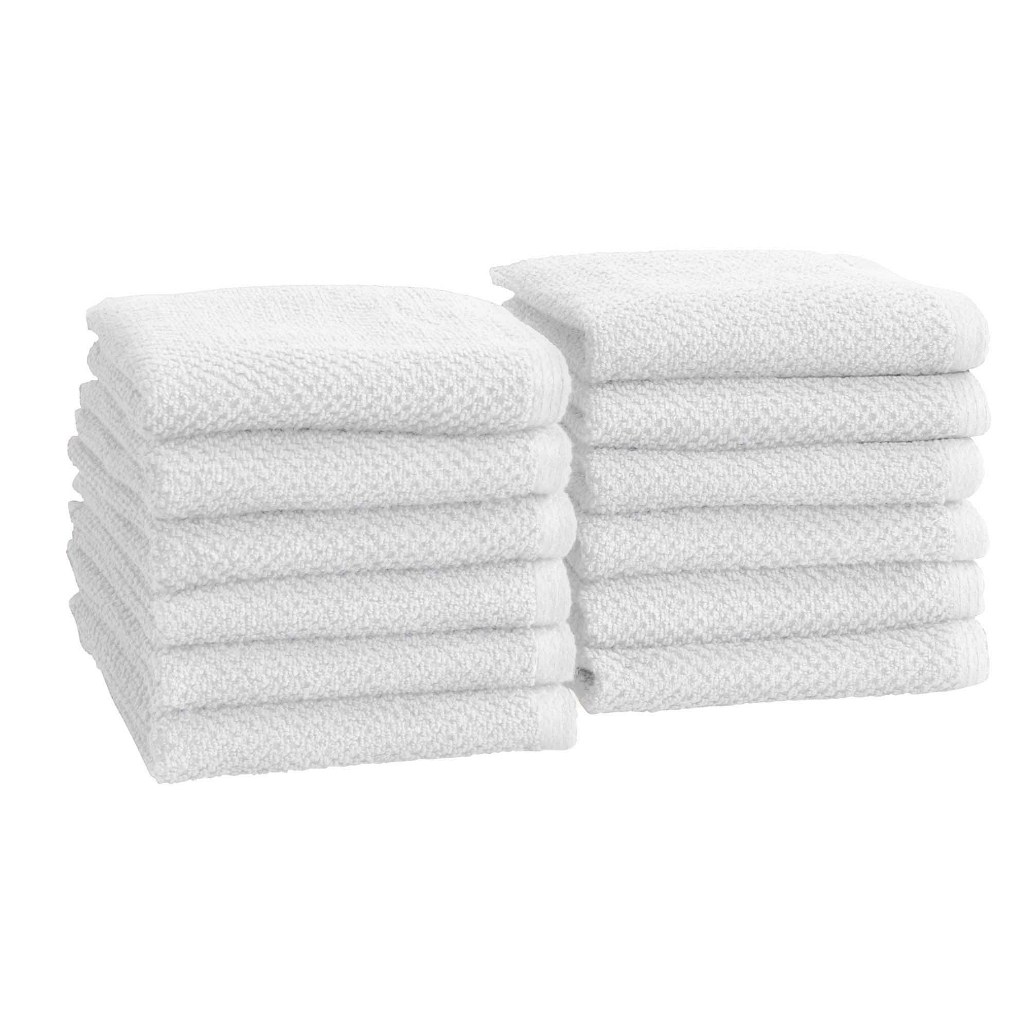 Optic White Cotton Quick-Dry Washcloth Set for Kids (Pack of 12)