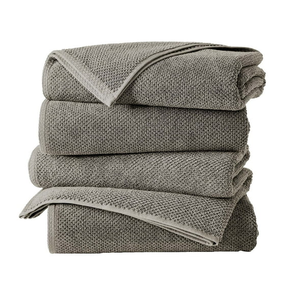 Great Bay Home Quick Dry Loop Textured 4-Pack Bath Towel Set, 54" x 27", Dark Grey