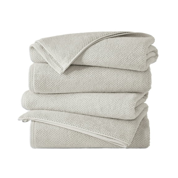 Great Bay Home Quick Dry Loop Textured 4-Pack Bath Towel Set, 54" x 27", Light Grey