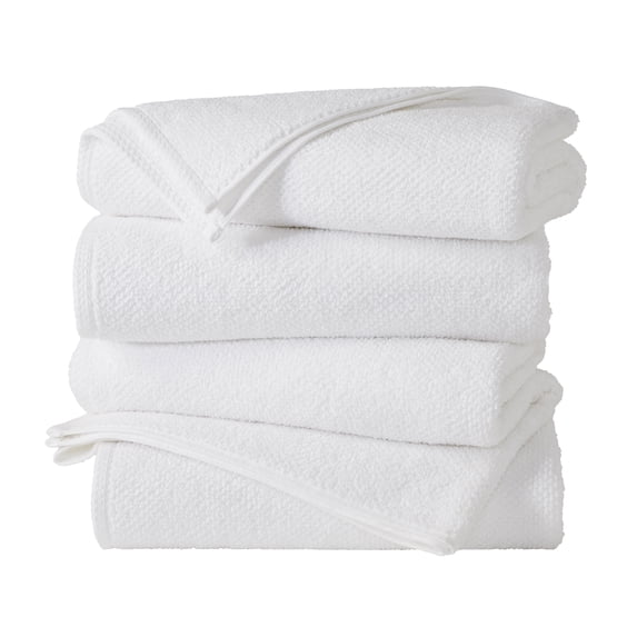 Great Bay Home Quick Dry Loop Textured 4-Pack Bath Towel Set, 54" x 27", Optic White
