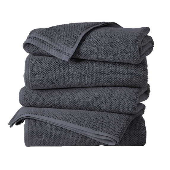 Great Bay Home Quick Dry Loop Textured 4-Pack Bath Towel Set, 54" x 27", Stone Blue